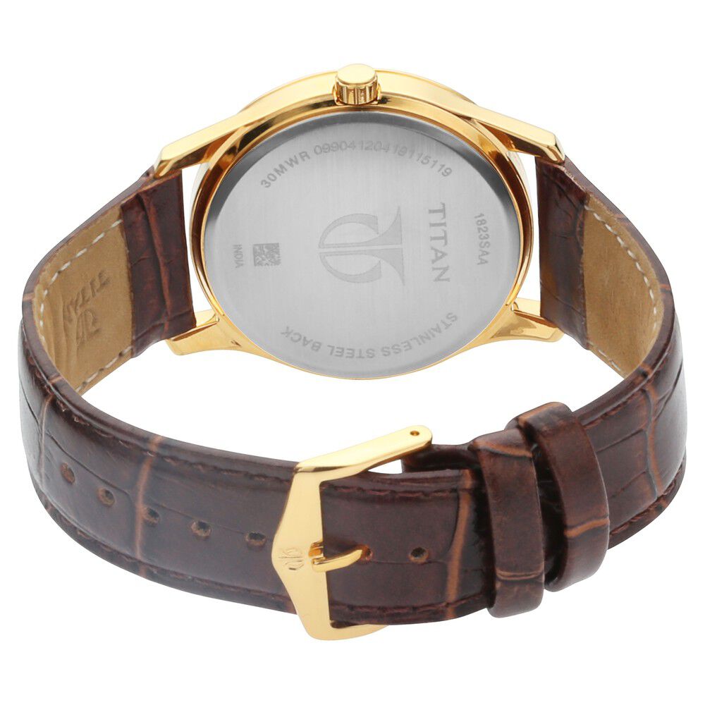 Titan Quartz Analog with Date Silver Dial Leather Strap Watch for Men - The Watch Factory ®