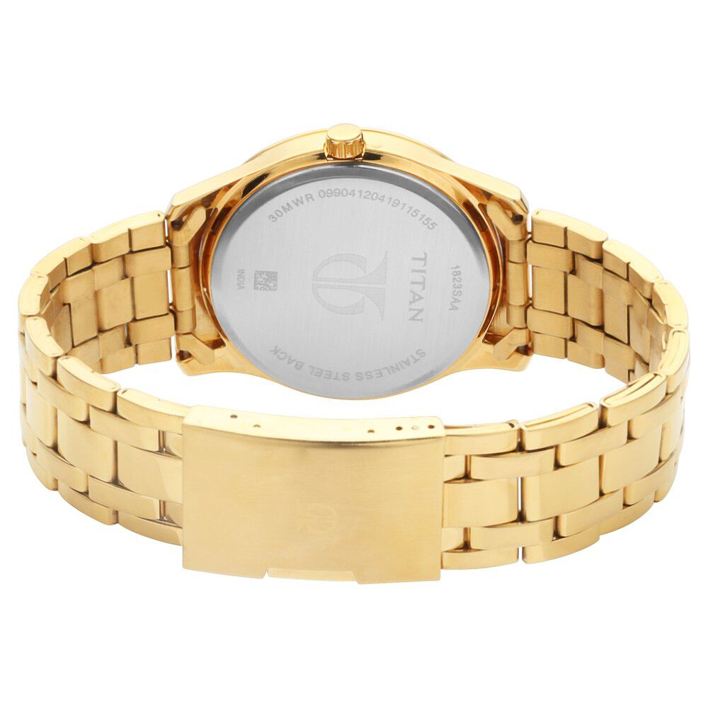 Titan Quartz Analog with Date Champagne Dial Stainless Steel Strap Watch for Men NR1823YM01