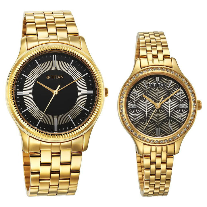 Titan Karishma Bandhan Black Dial Analog Stainless Steel Strap watch for Couple - The Watch Factory ®