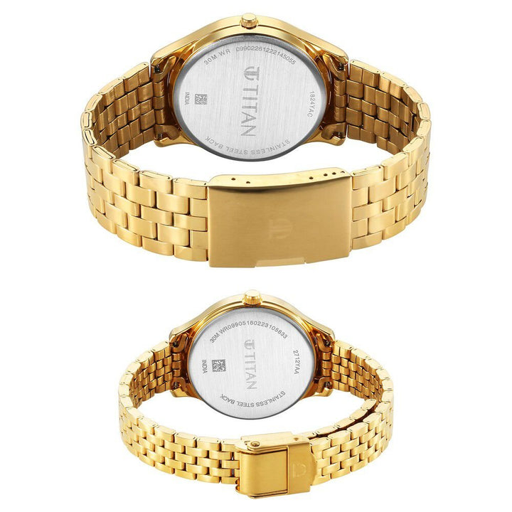 Titan Karishma Bandhan Black Dial Analog Stainless Steel Strap watch for Couple - The Watch Factory ®