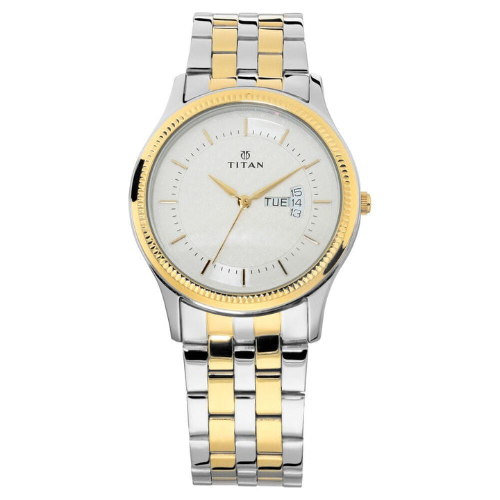 Titan Quartz Analog with Day and Date Silver Dial Stainless Steel Strap Watch for Men - The Watch Factory ®