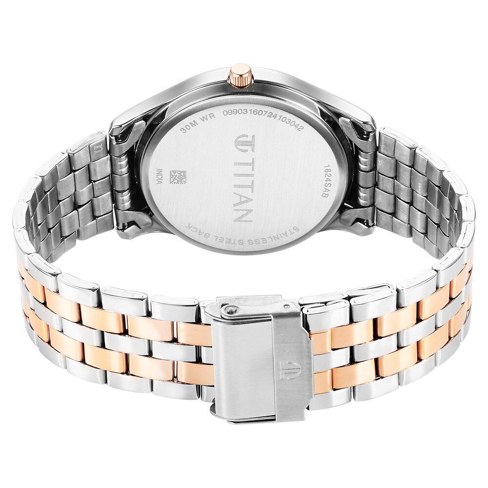 Titan Karishma Quartz Analog with Day and Date Blue Dial Stainless Steel Strap Watch For Men 1824KM02