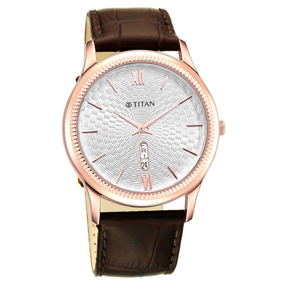 Titan Analog with Day and Date White Dial Leather Strap watch for Men - The Watch Factory ®