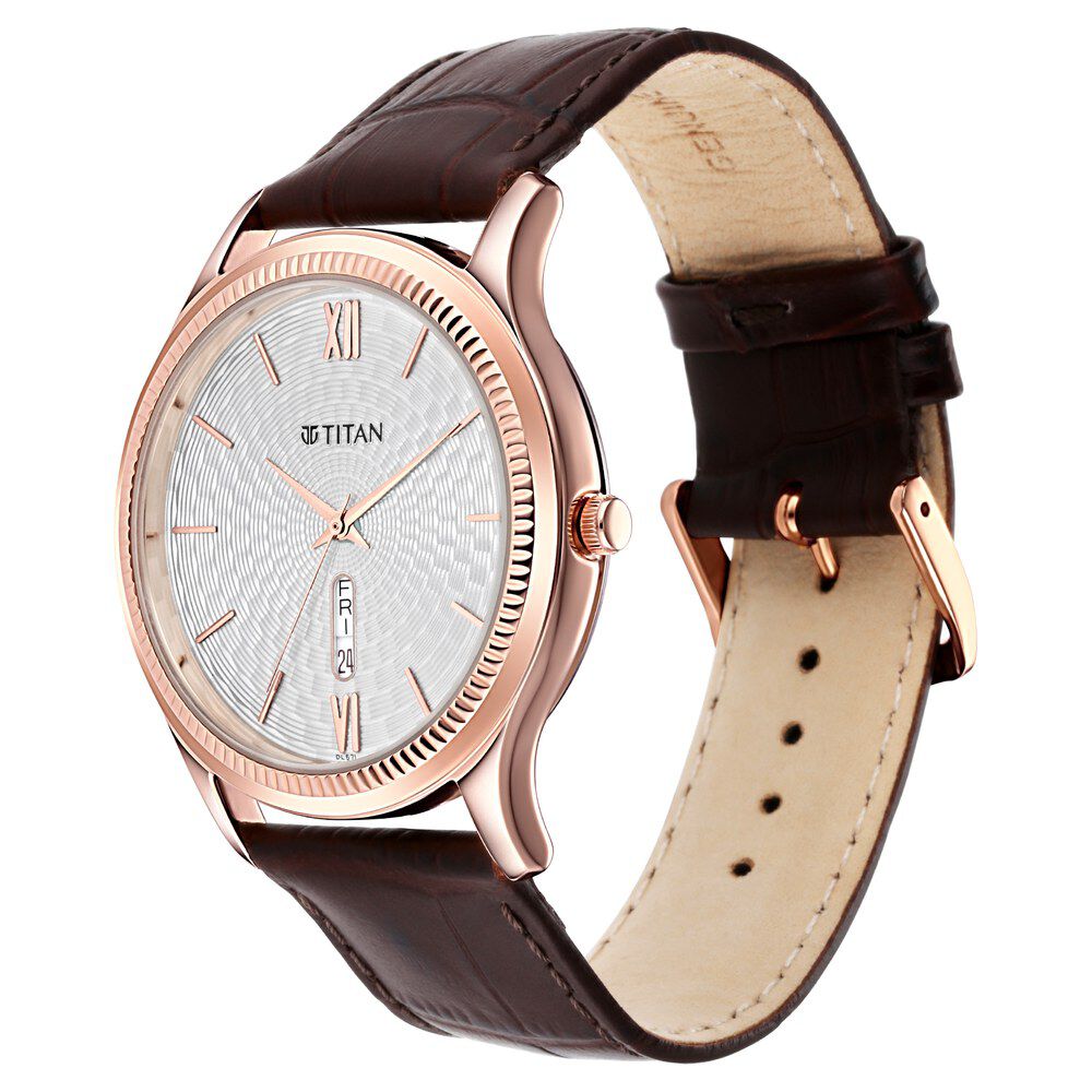 Titan Analog with Day and Date White Dial Leather Strap watch for Men - The Watch Factory ®