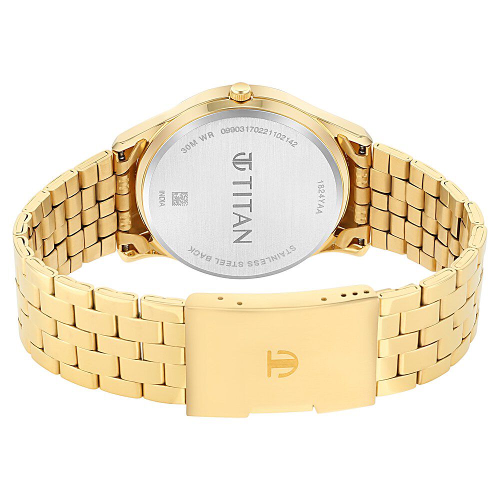 Titan Quartz Analog with Day and Date Black Dial Metal Strap Watch for Men NS1824YM01