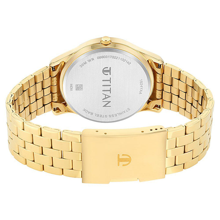 Titan Quartz Analog with Day and Date Black Dial Metal Strap Watch for Men NS1824YM01