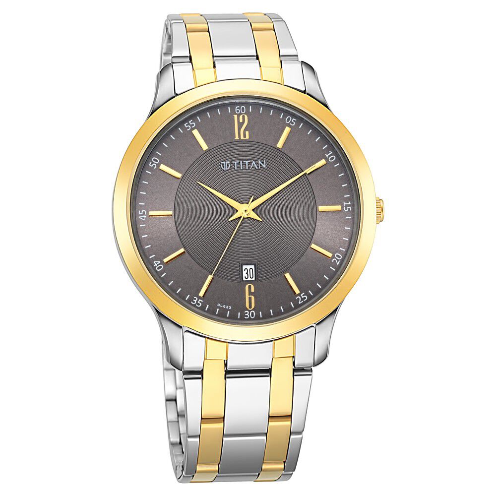 Titan Analog with Date Brown Dial Metal Strap watch for Men - The Watch Factory ®