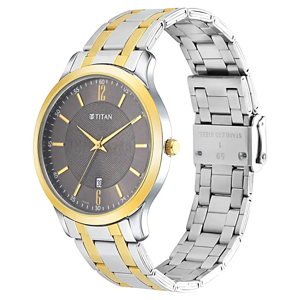Titan Dark Brown Dial Metal Strap Watch 1825BM01 (DL623)