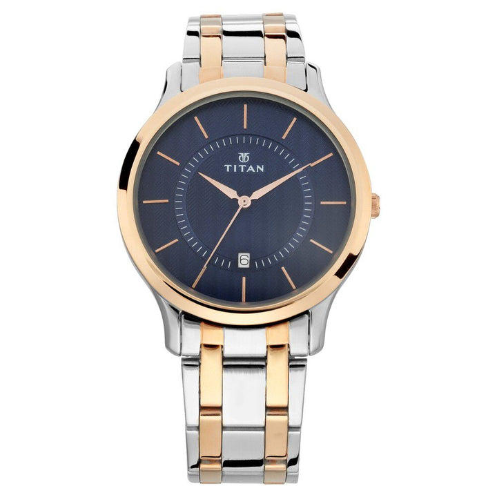 Titan Quartz Analog with Date Blue Dial Stainless Steel Strap Watch for Men NS1825KM01