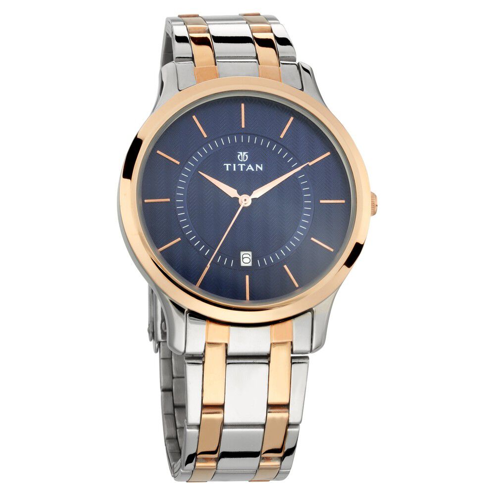 Titan Quartz Analog with Date Blue Dial Stainless Steel Strap Watch for Men NS1825KM01