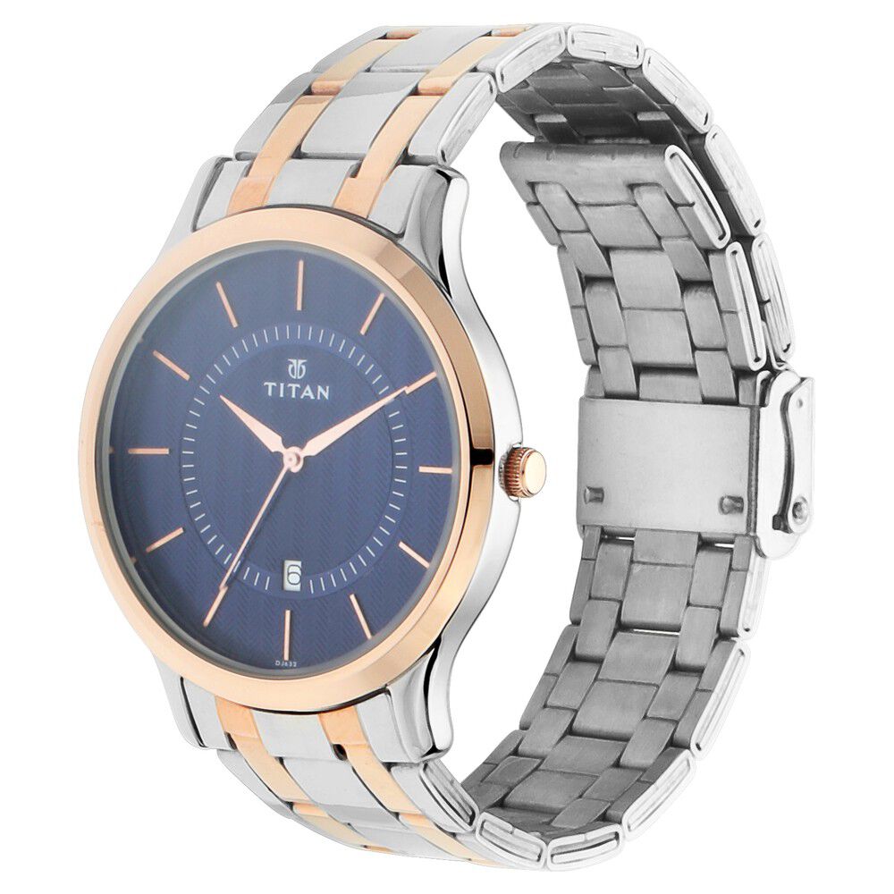 Titan Quartz Analog with Date Blue Dial Stainless Steel Strap Watch for Men NS1825KM01