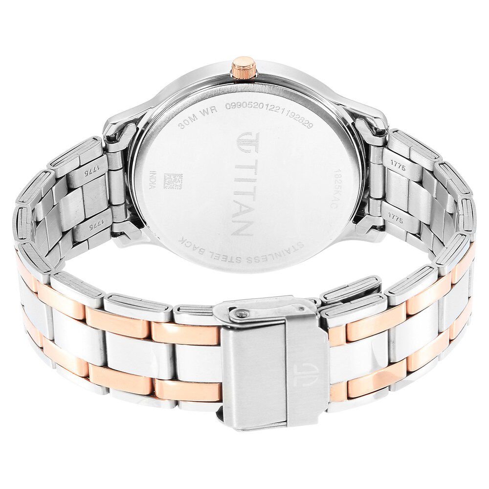 Titan Karishma Quartz Analog Black Dial Two Toned Stainless Steel Strap Watch For Men - The Watch Factory ®