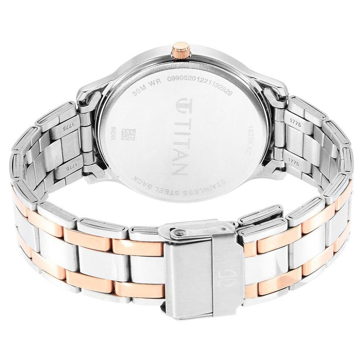 Titan Karishma Quartz Analog Black Dial Two Toned Stainless Steel Strap Watch For Men - The Watch Factory ®