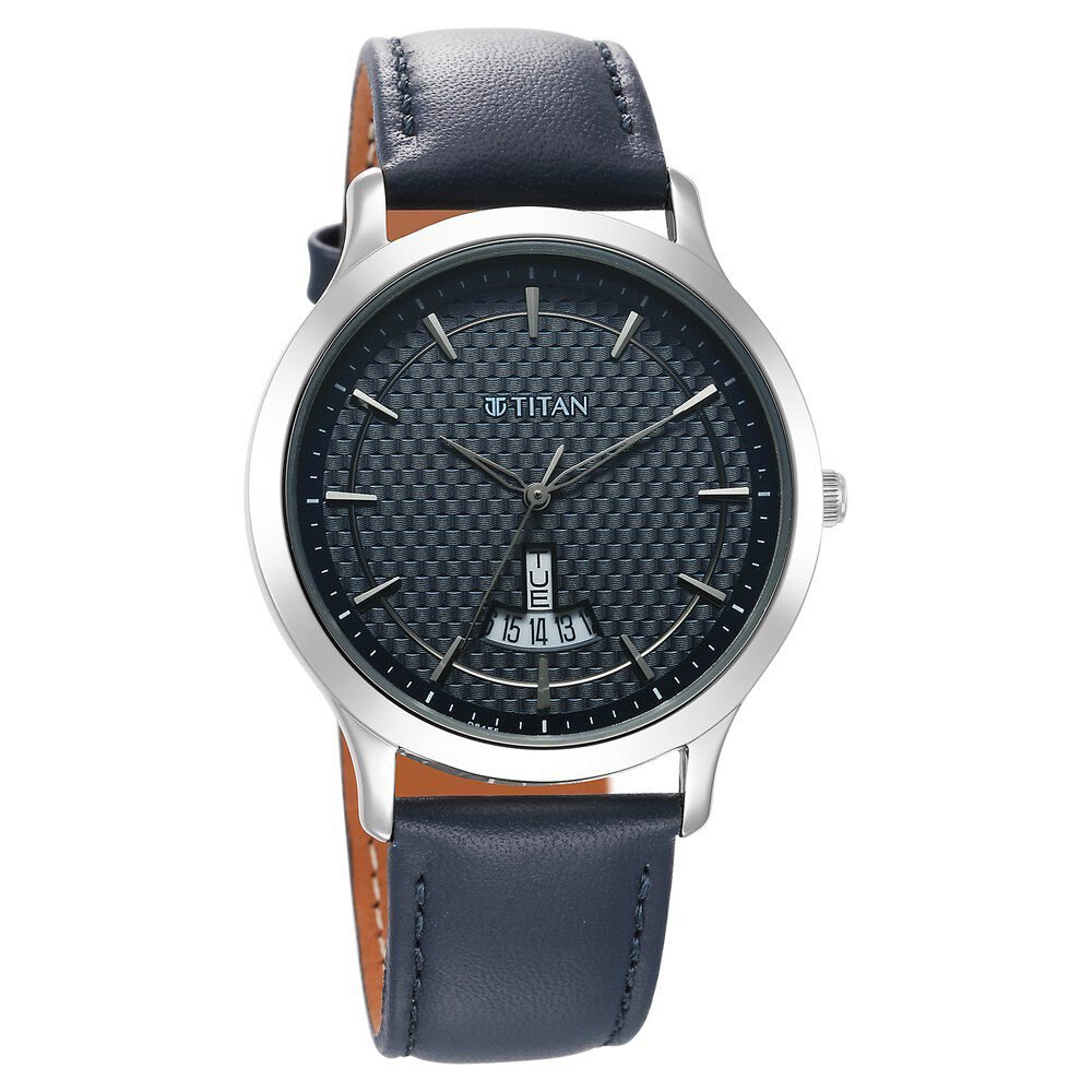 Titan Karishma Quartz Analog Blue Dial Leather Strap Watch for Men - The Watch Factory ®