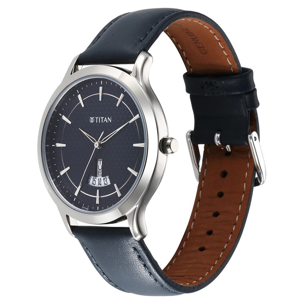 Titan Karishma Quartz Analog Blue Dial Leather Strap Watch for Men - The Watch Factory ®
