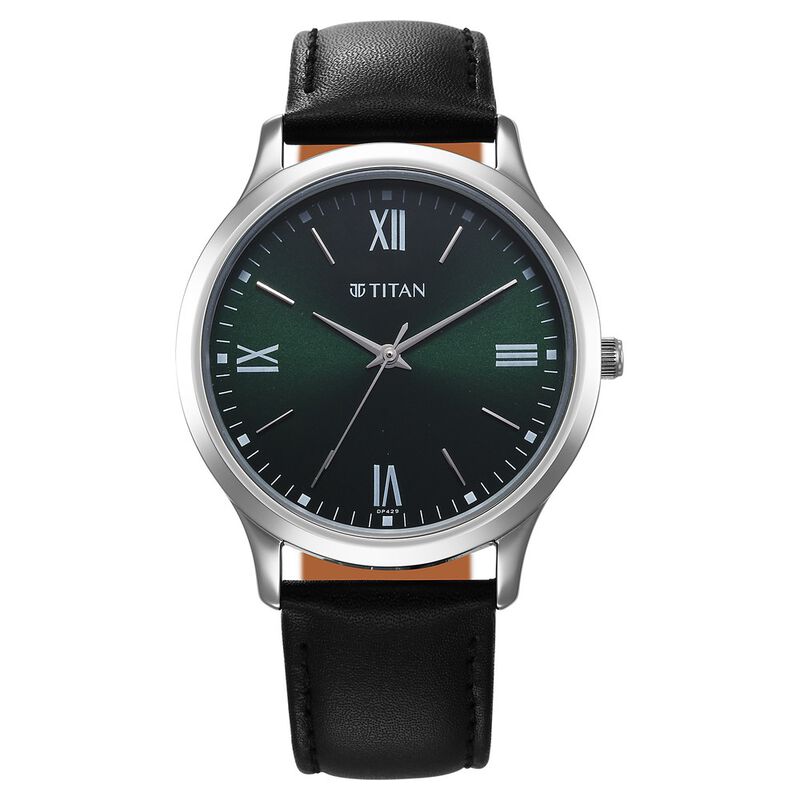 Titan Karishma Quartz Analog Green Dial Leather Strap Watch For Men