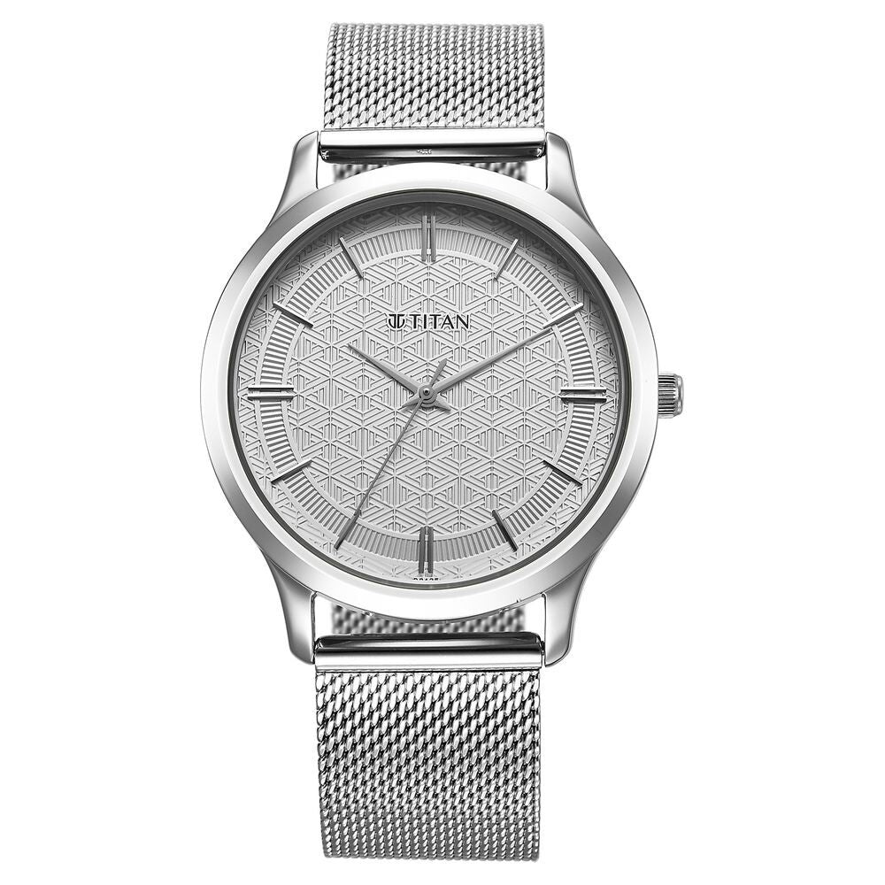 Titan Karishma Quartz Analog Silver Dial Stainless Steel Strap Watch for Men - The Watch Factory ®