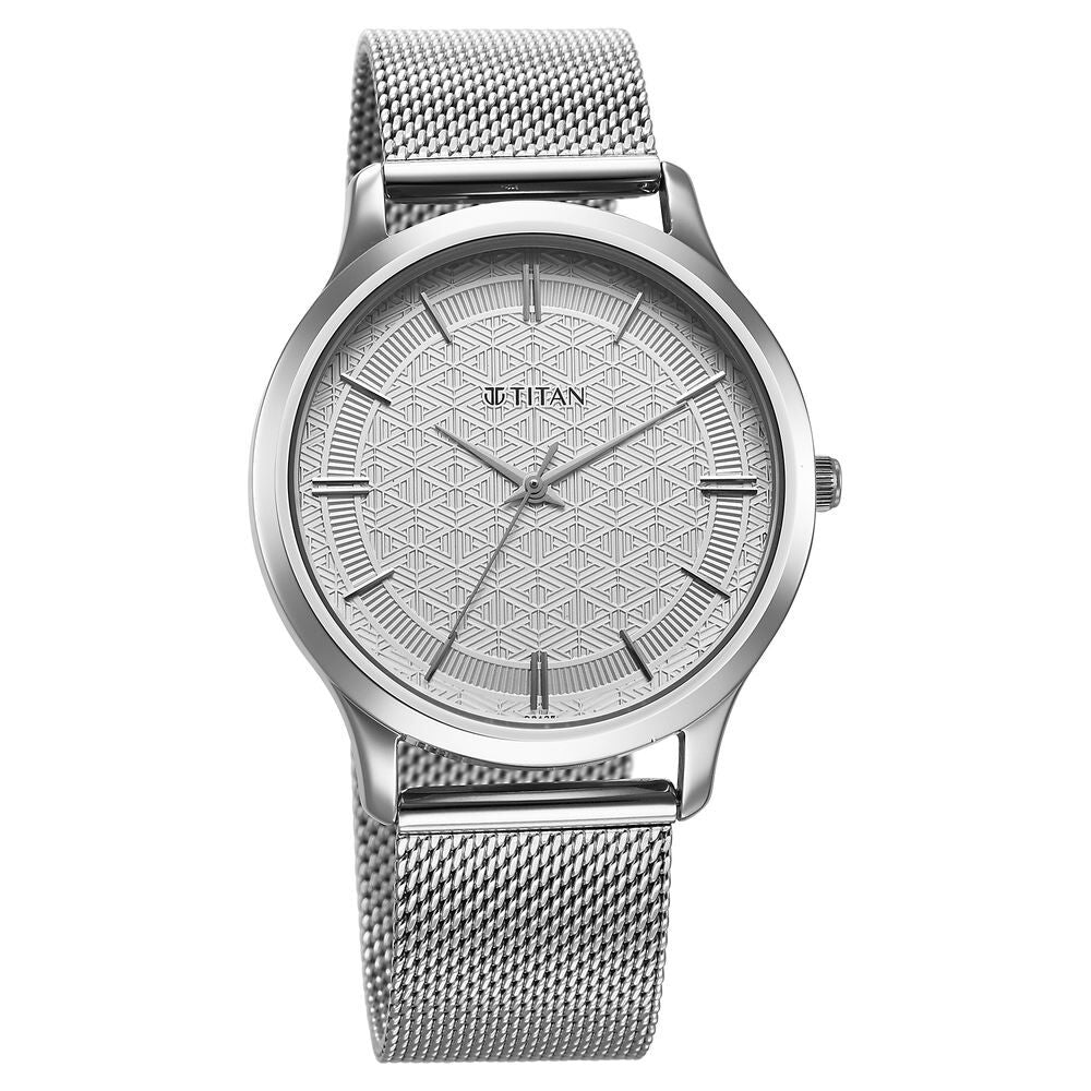 Titan Karishma Quartz Analog Silver Dial Stainless Steel Strap Watch for Men - The Watch Factory ®
