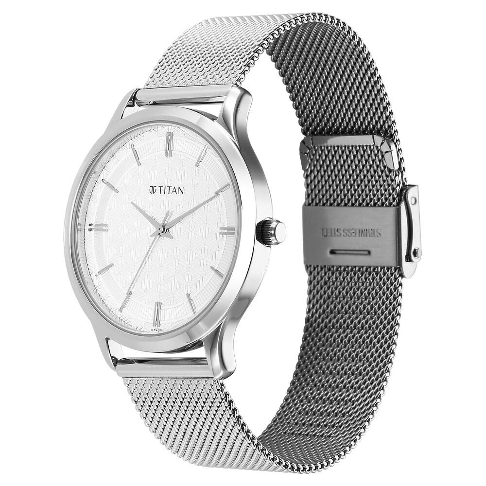 Titan Karishma Quartz Analog Silver Dial Stainless Steel Strap Watch for Men - The Watch Factory ®
