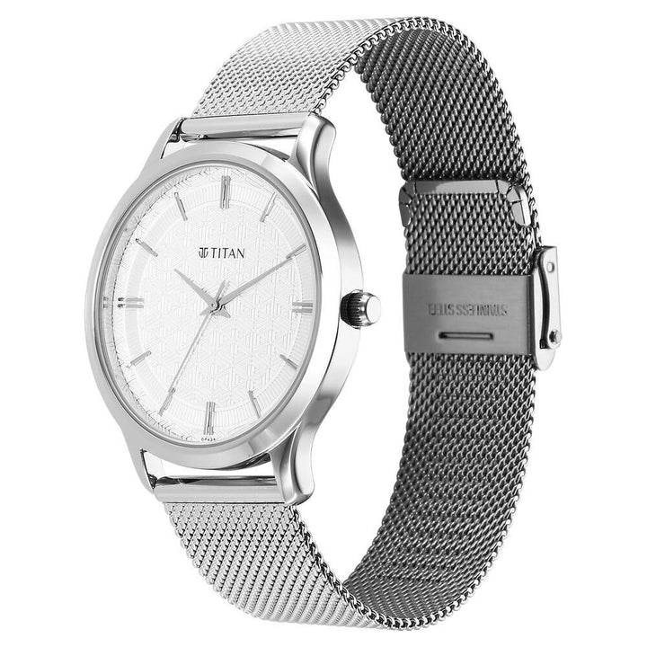 Titan Karishma Quartz Analog Silver Dial Stainless Steel Strap Watch for Men - The Watch Factory ®