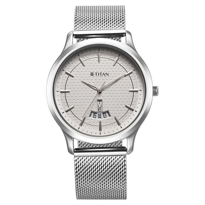 Titan Karishma Quartz Analog Silver Dial Stainless Steel Strap Watch for Men - The Watch Factory ®