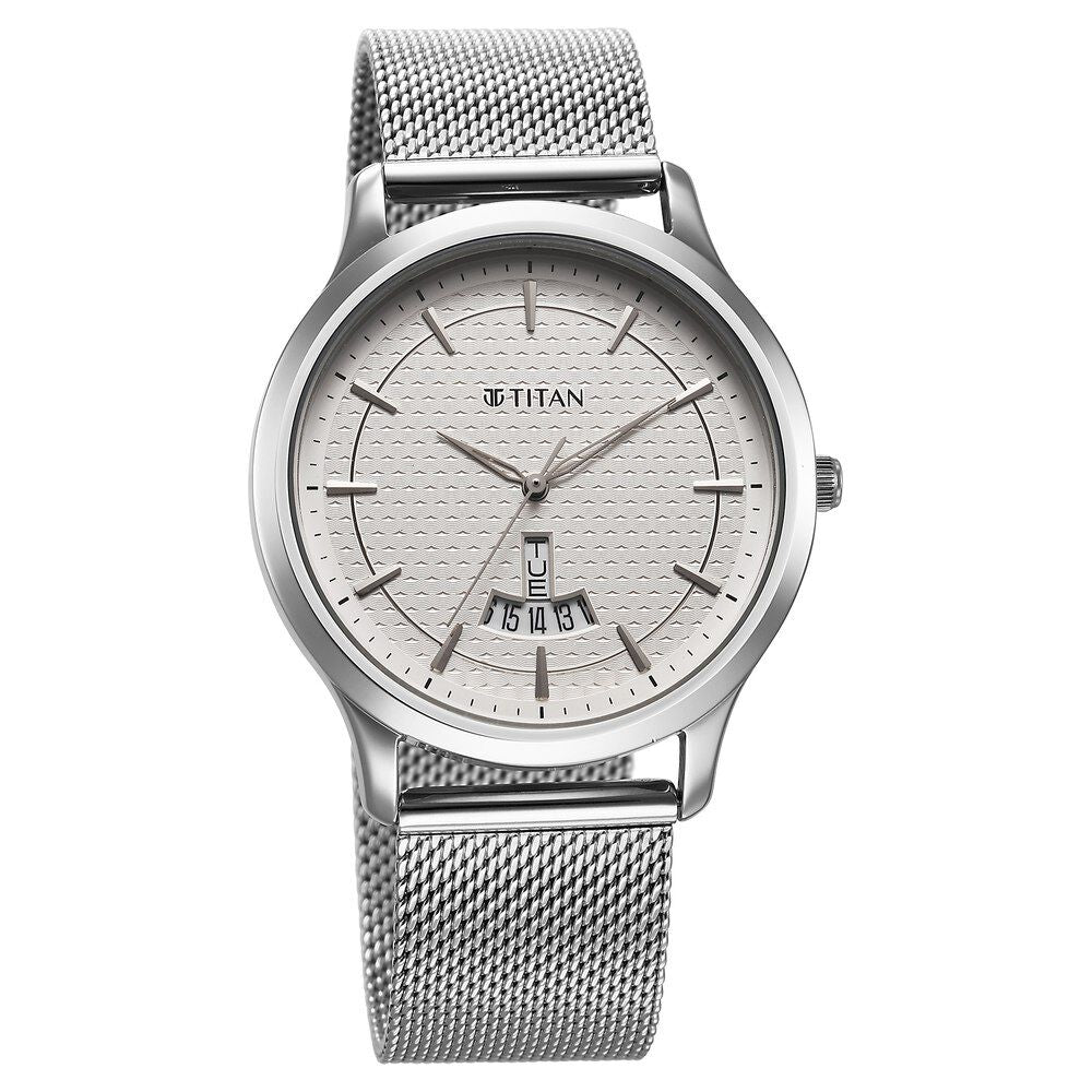 Titan Karishma Quartz Analog Silver Dial Stainless Steel Strap Watch for Men - The Watch Factory ®