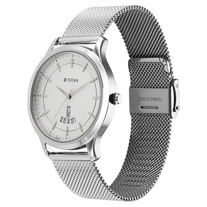 Titan Karishma Quartz Analog Silver Dial Stainless Steel Strap Watch for Men - The Watch Factory ®