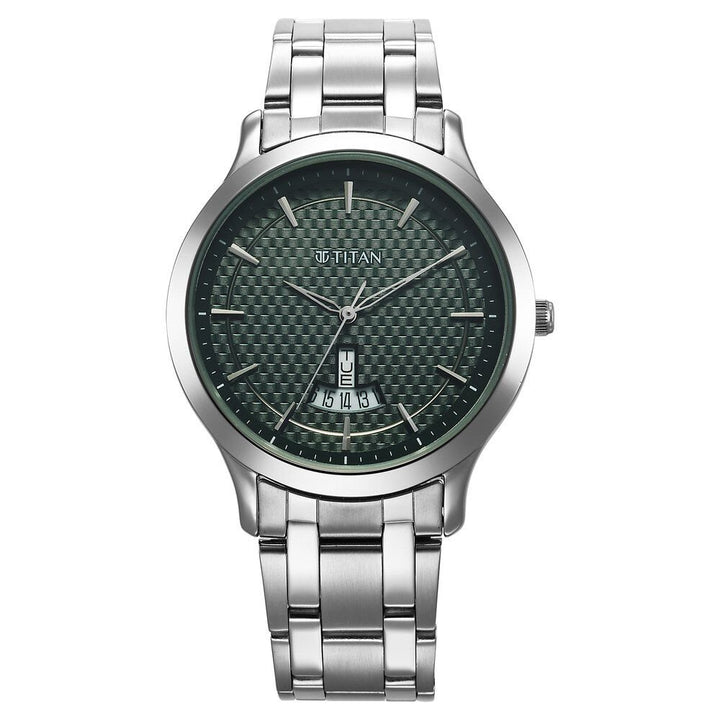 Titan Karishma Quartz Analog Green Dial Silver Stainless Steel Strap Watch For Men - The Watch Factory ®