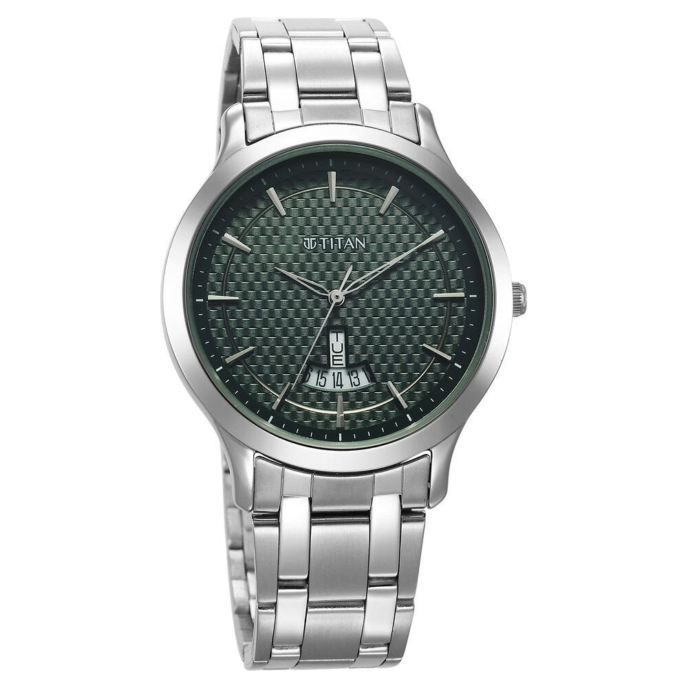 Titan Karishma Quartz Analog Green Dial Silver Stainless Steel Strap Watch For Men - The Watch Factory ®