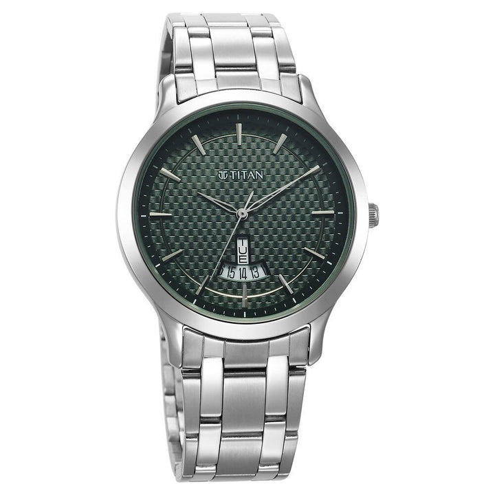Titan Karishma Quartz Analog Green Dial Silver Stainless Steel Strap Watch For Men - The Watch Factory ®