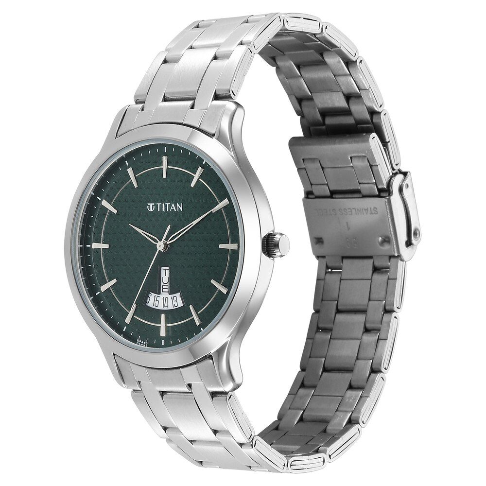 Titan Karishma Quartz Analog Green Dial Silver Stainless Steel Strap Watch For Men - The Watch Factory ®