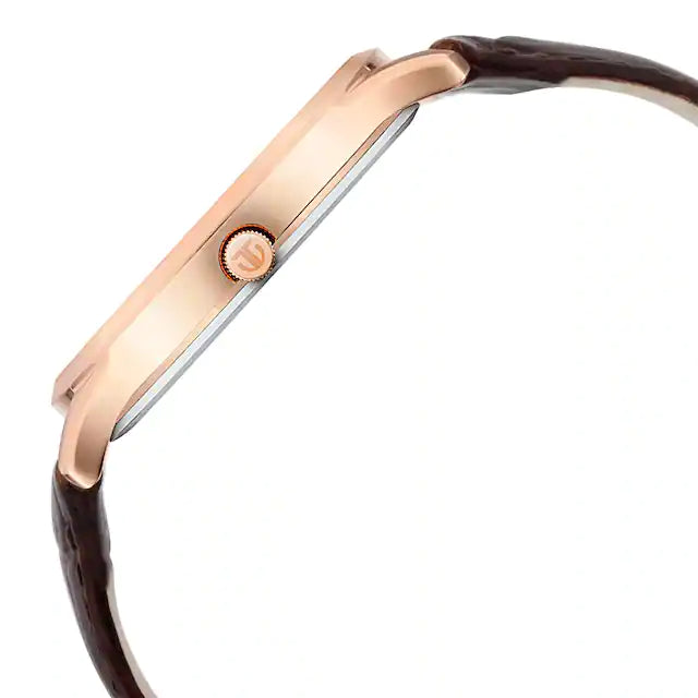 TITAN Rose Gold Dial Leather Strap Watch NP1825WL02