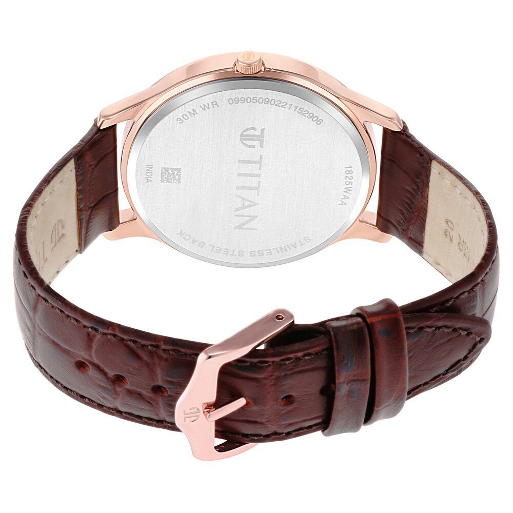 Titan Rose Gold Dial Analog with Date Leather Strap watch for Men - The Watch Factory ®