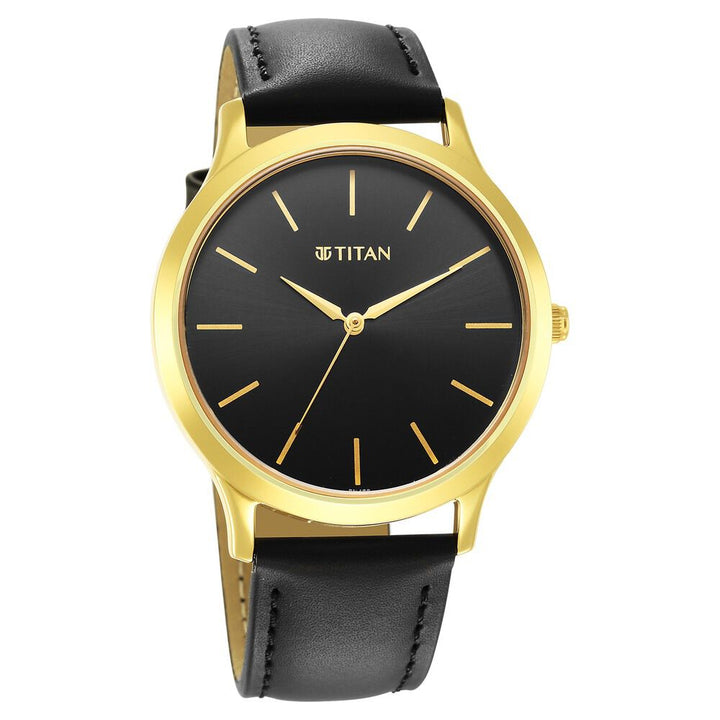 Titan Karishma Radiance Black Dial Analog Leather Strap watch for Men NS1825YL03
