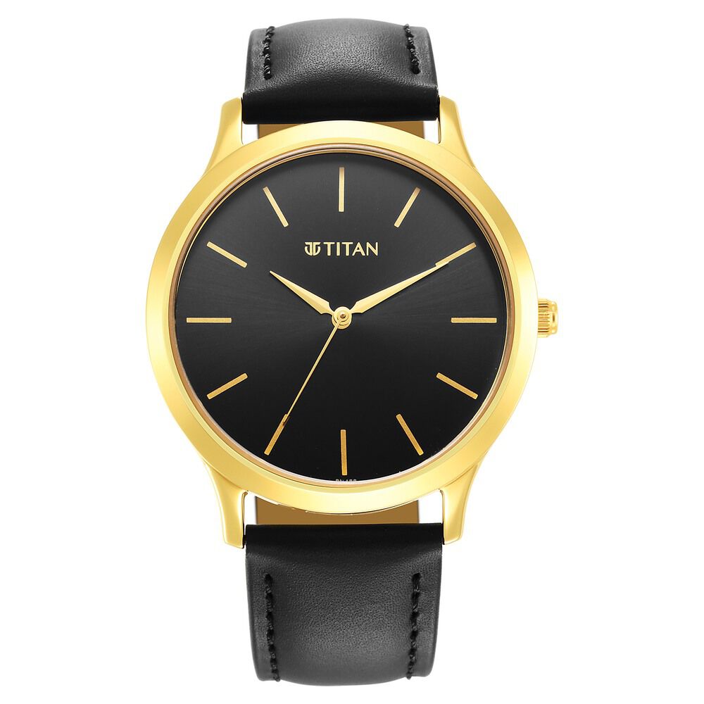 Titan Karishma Radiance Black Dial Analog Leather Strap watch for Men NS1825YL03