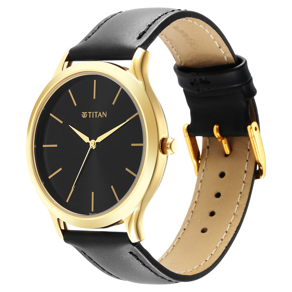 Titan Karishma Radiance Black Dial Analog Leather Strap watch for Men - The Watch Factory ®