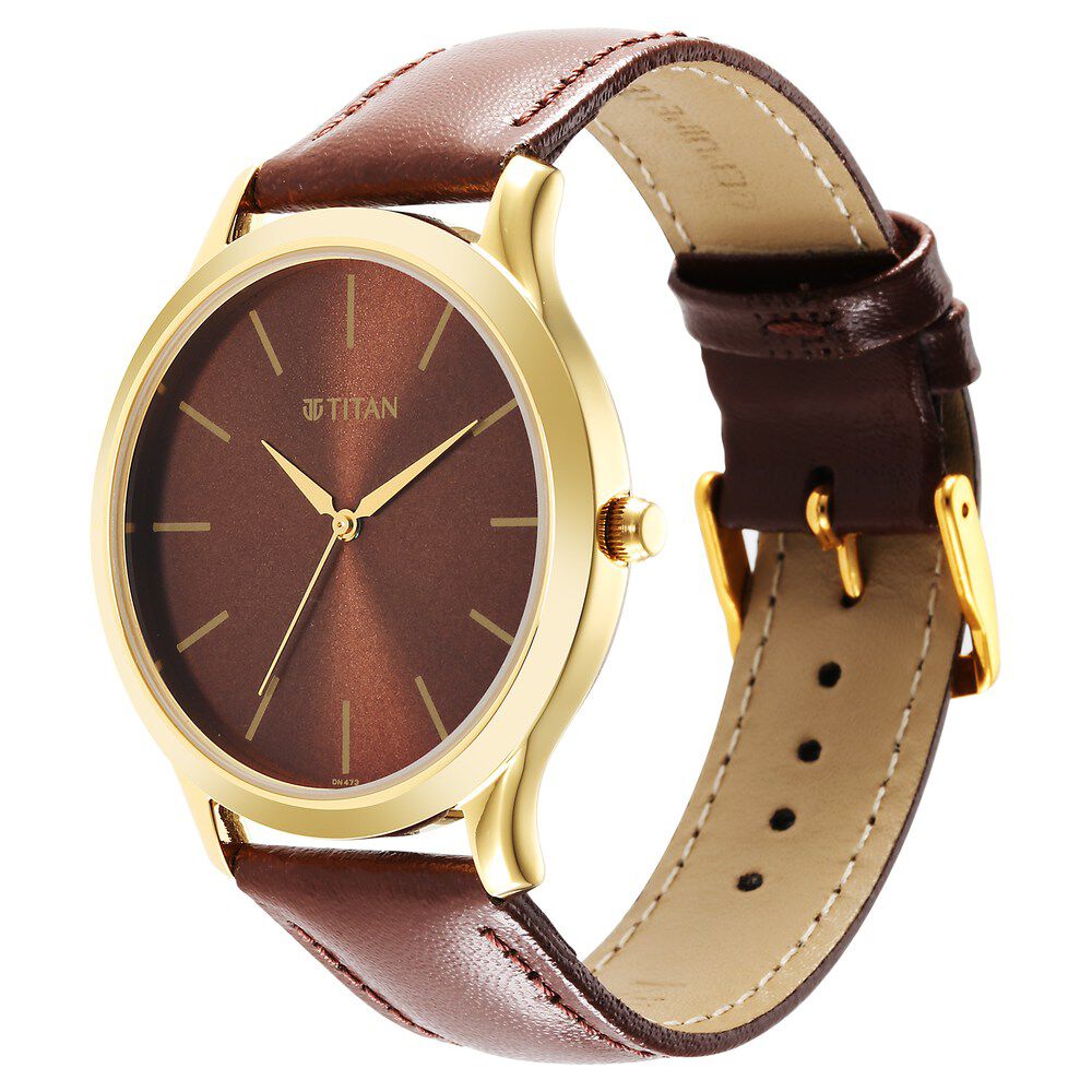 Titan Karishma Radiance Brown Dial Analog Leather Strap watch for Men NS1825YL04