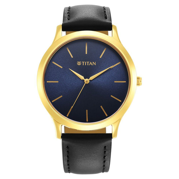 Titan Karishma Radiance Blue Dial Analog Leather Strap watch for Men NS1825YL05