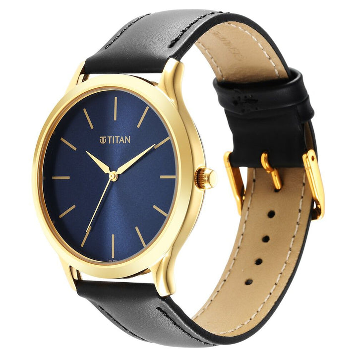 Titan Karishma Radiance Blue Dial Analog Leather Strap watch for Men NS1825YL05