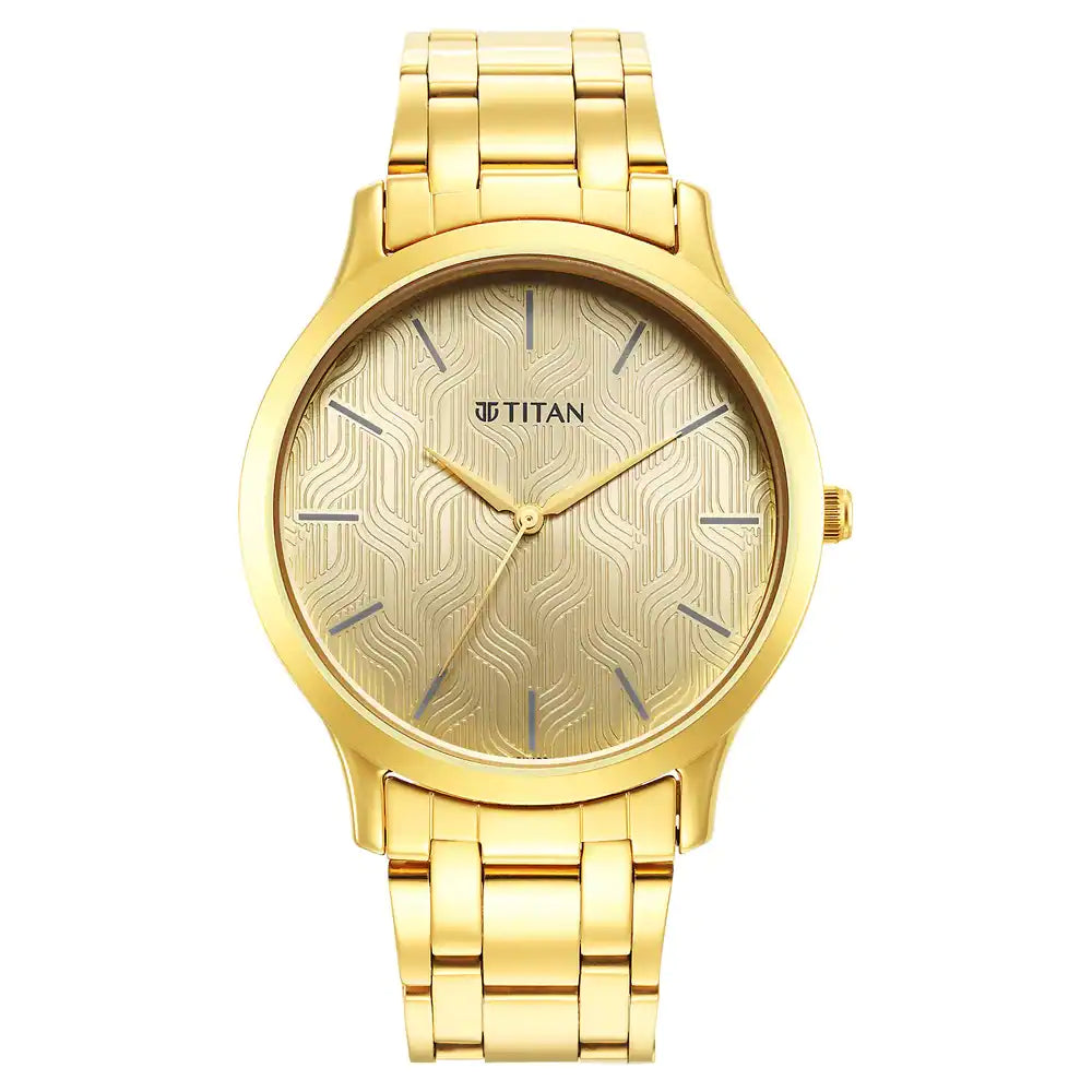 TITAN Karishma Radiance Champagne Dial Analog Watch for Men 1825YM03