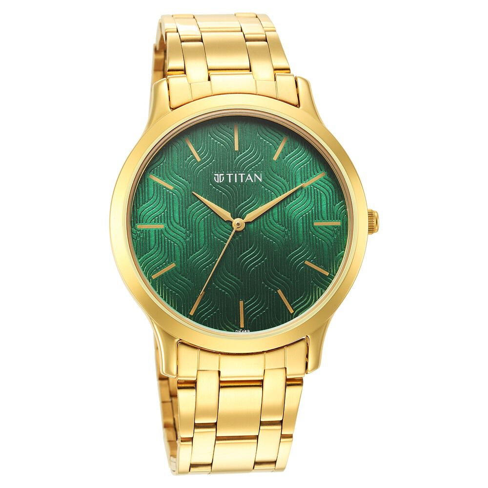 Titan Karishma Radiance Green Dial Analog Stainless Steel Strap watch for Men NS1825YM07