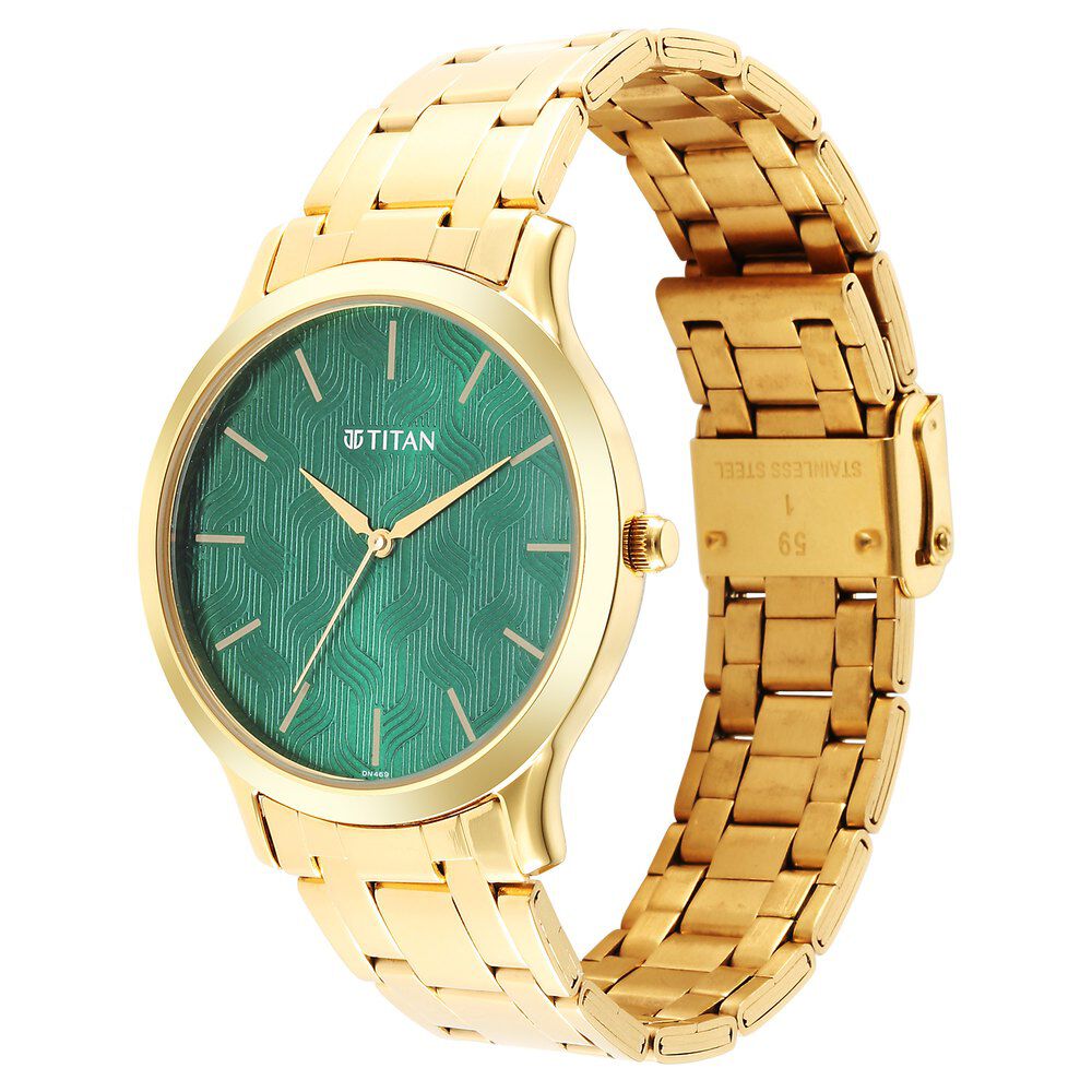 Titan Karishma Radiance Green Dial Analog Stainless Steel Strap watch for Men NS1825YM07