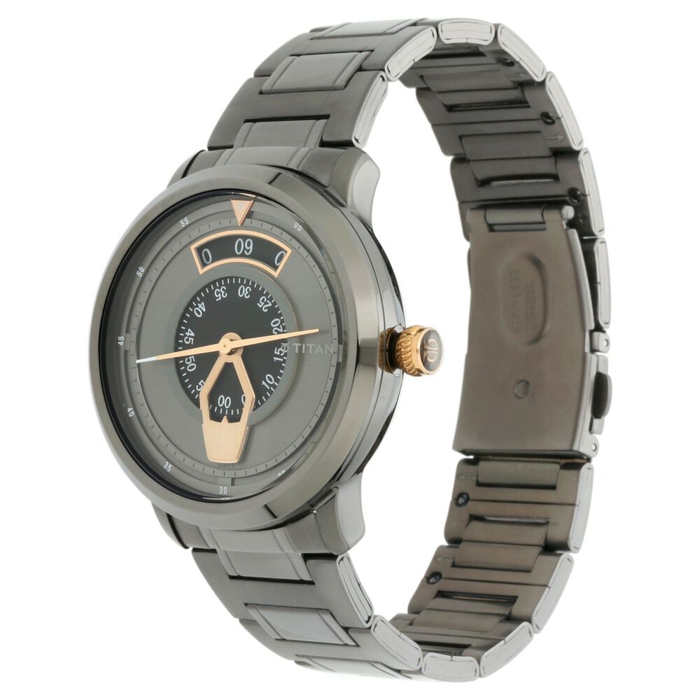 Titan Maritime Anthracite Dial Analog Stainless Steel Strap watch for Men-NP1828KM01