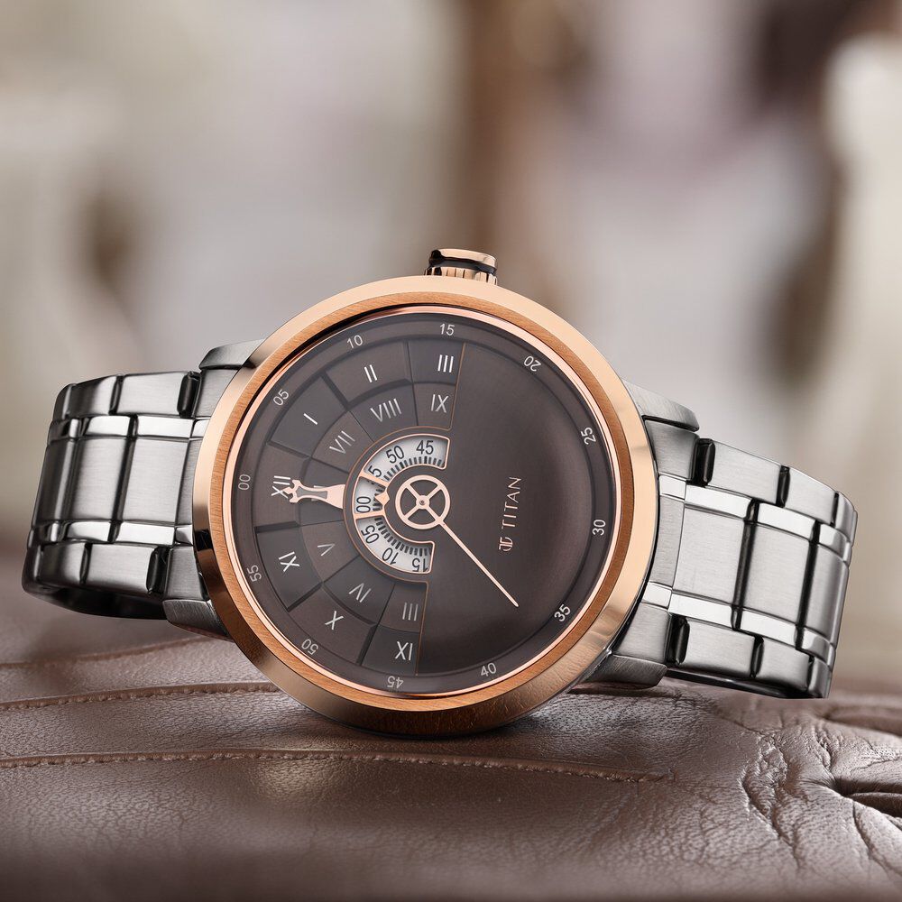 Titan Grandmaster Brown Dial Analog Stainless Steel Strap Watch for Men - The Watch Factory ®