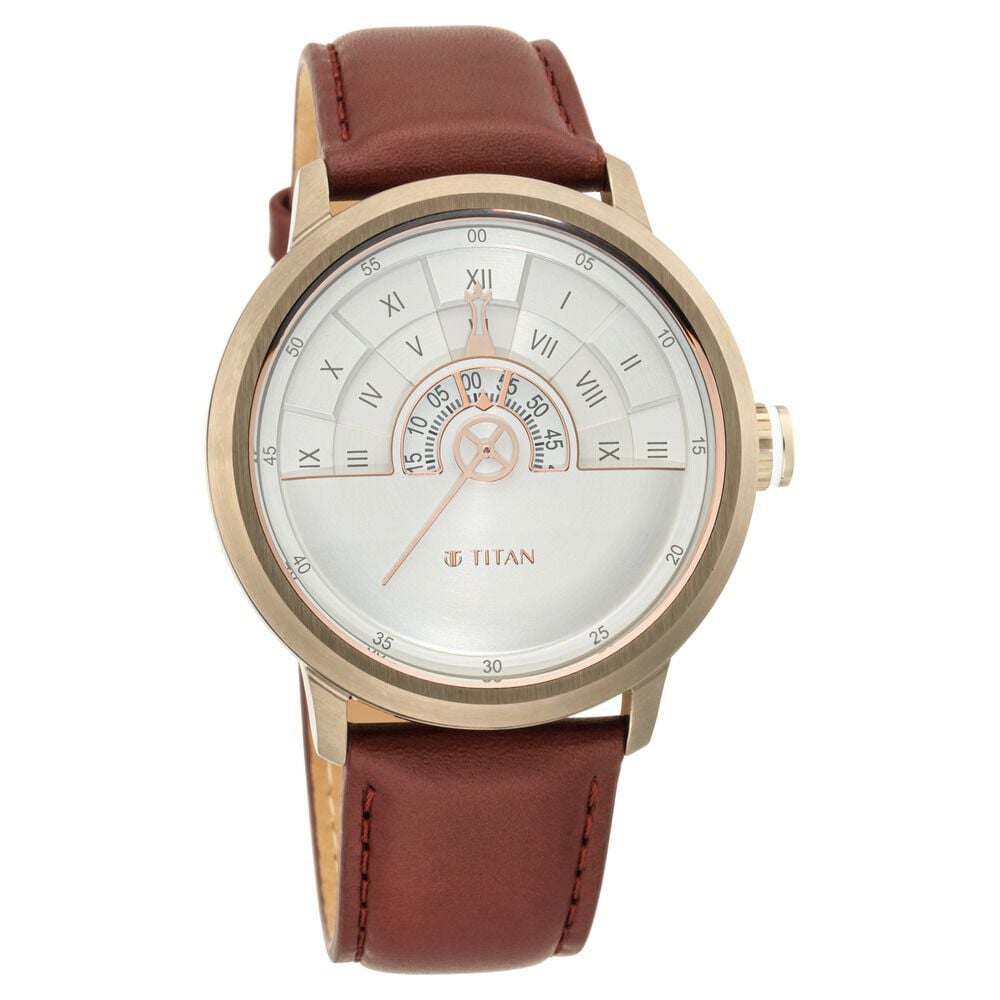 Titan Grandmaster White Dial Quartz Analog Leather Strap Watch for Men - The Watch Factory ®