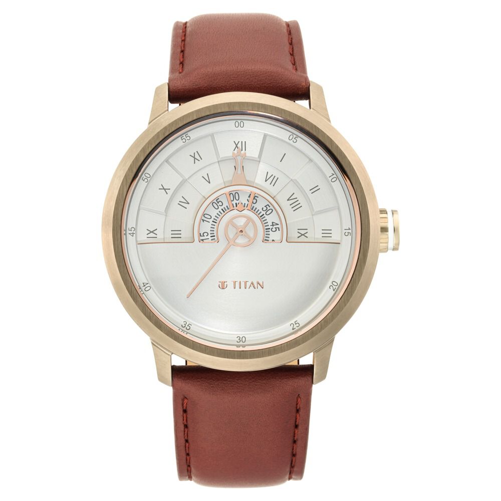Titan Grandmaster White Dial Quartz Analog Leather Strap Watch for Men - The Watch Factory ®