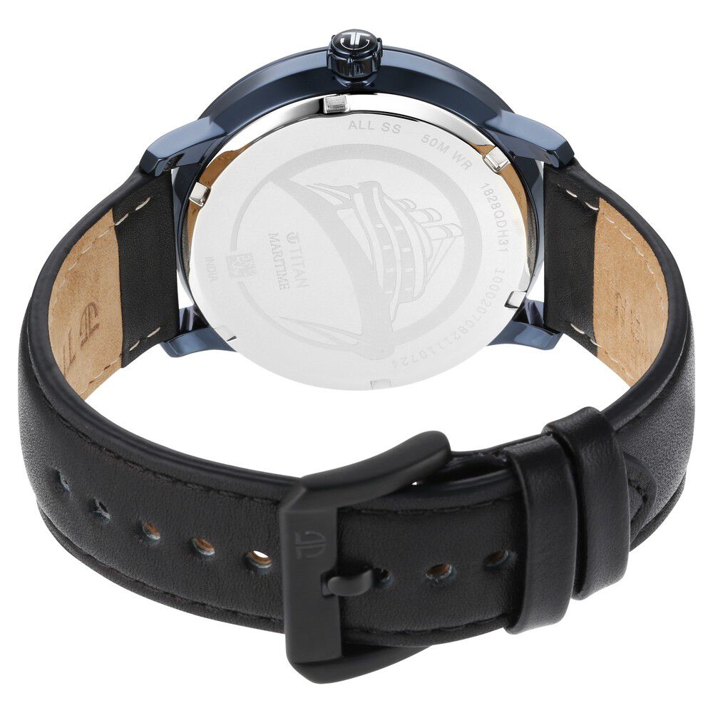 Titan Maritime Black Dial Analog Leather Strap watch for Men NS1828QL04