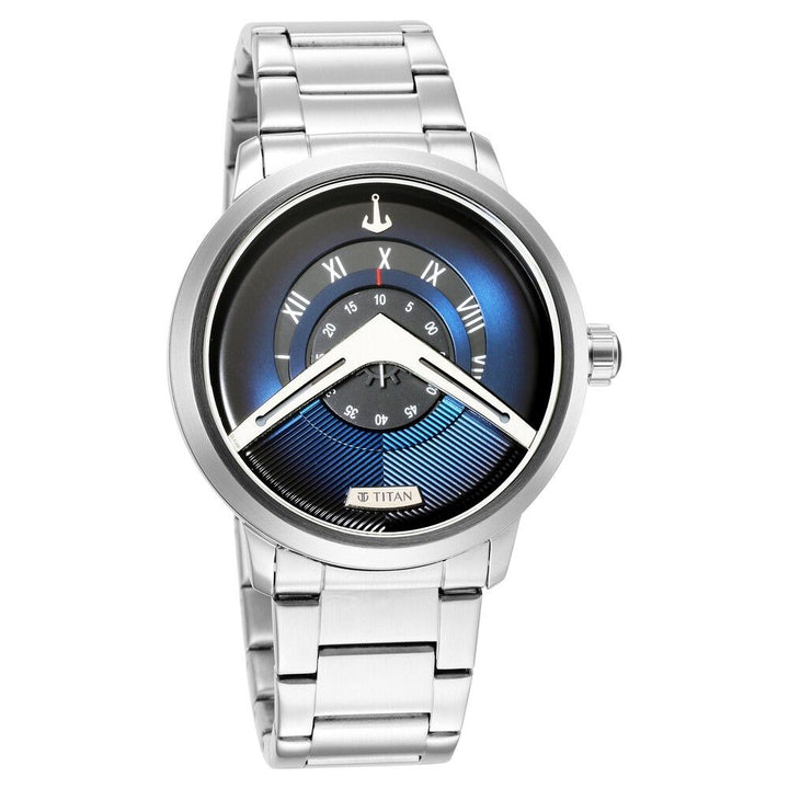 Titan Maritime Quartz Analog Blue Dial Stainless Steel Strap Watch for Men NS1828SM01