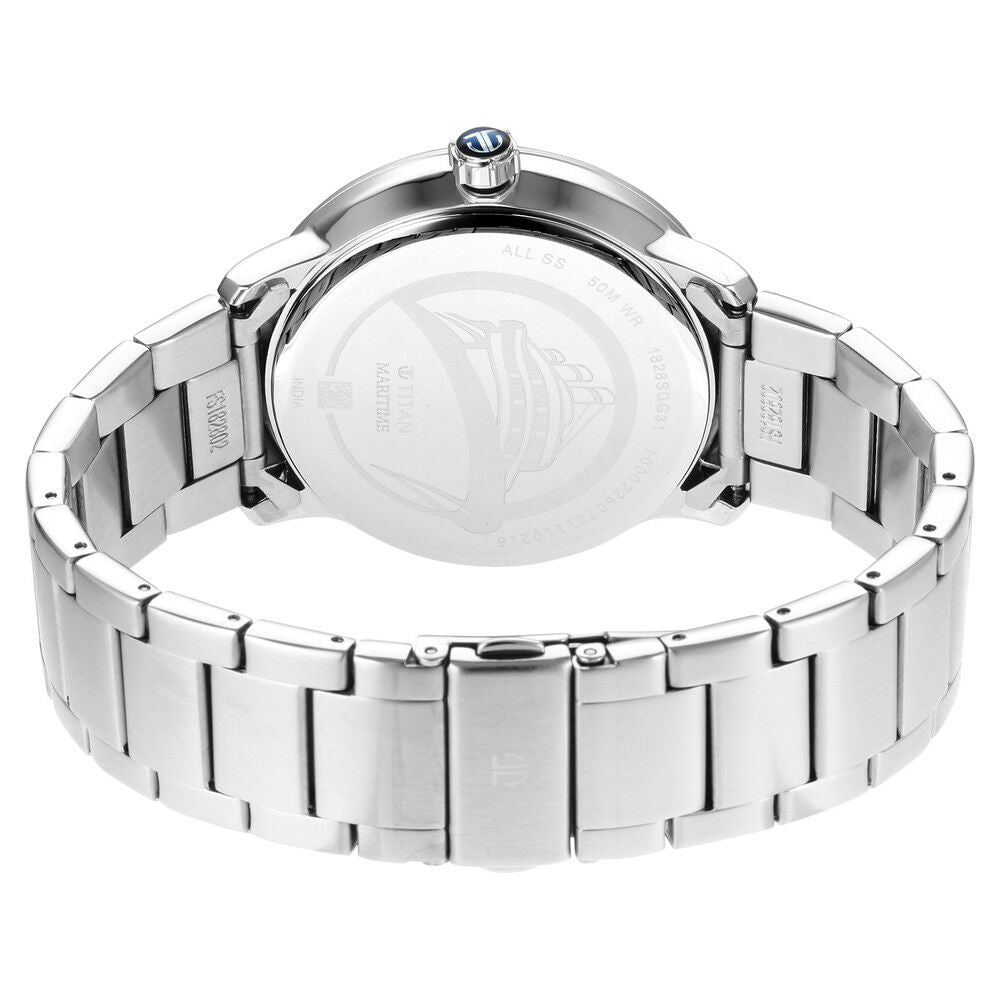 Titan Maritime Quartz Analog Blue Dial Stainless Steel Strap Watch for Men NS1828SM01