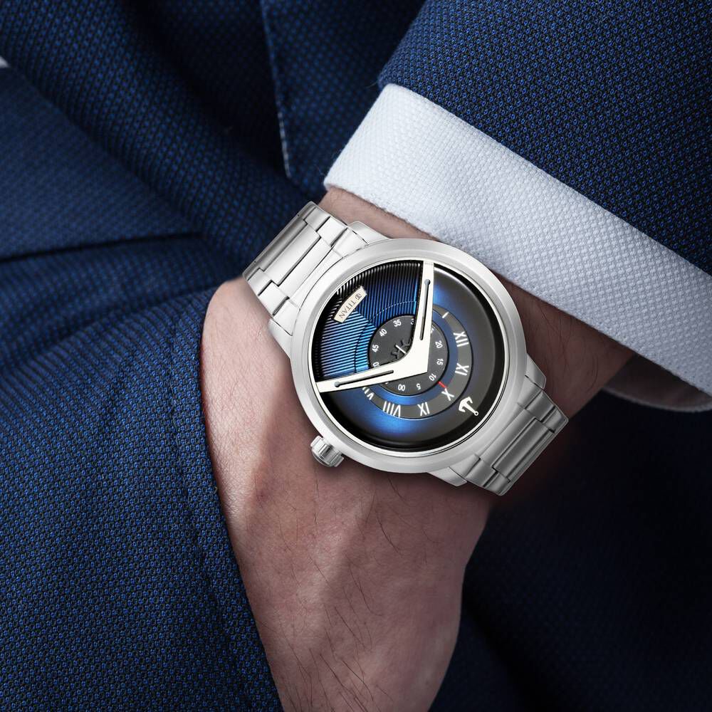 Titan Maritime Quartz Analog Blue Dial Stainless Steel Strap Watch for Men NS1828SM01